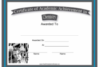 Chemistry Academic Achievement Certificate Template With Regard To Amazing Academic Achievement Certificate Templates