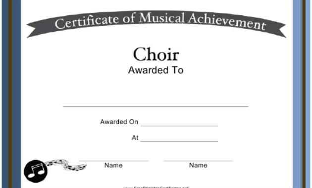 Choir Certificate Of Achievement Template Download With Free Choir Certificate Template