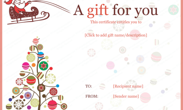 Christmas Gift Certificate Templates (99+ Editable In Fascinating Fillable Gift Certificate Template Free