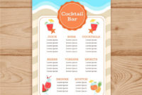 Cocktail Menu Template With Flat Design | Free Vector With Regard To Cocktail Menu Template Word Free
