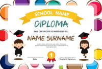 Colorful Diploma Certificate Template For Kids Stock Intended For Free Netball Certificate Templates Free 17 Concepts