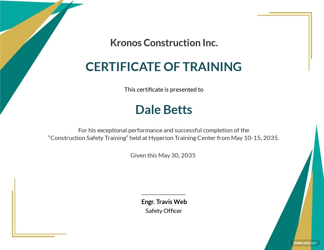 Construction Safety Training Certificate Template Word For Certificate Template For Pages