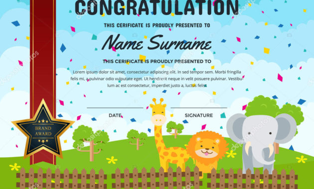 Cute Children Certificate Achievement Appreciation Intended For Certificate Of Achievement Template For Kids