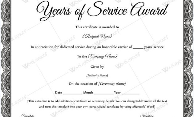 Docs Printable Word Doc Years Of Service Award Award Within Scholarship Certificate Template Word