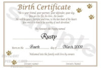 Dog+Birth+Certificate+Template | Birth Certificate With Pet Birth Certificate Templates Fillable
