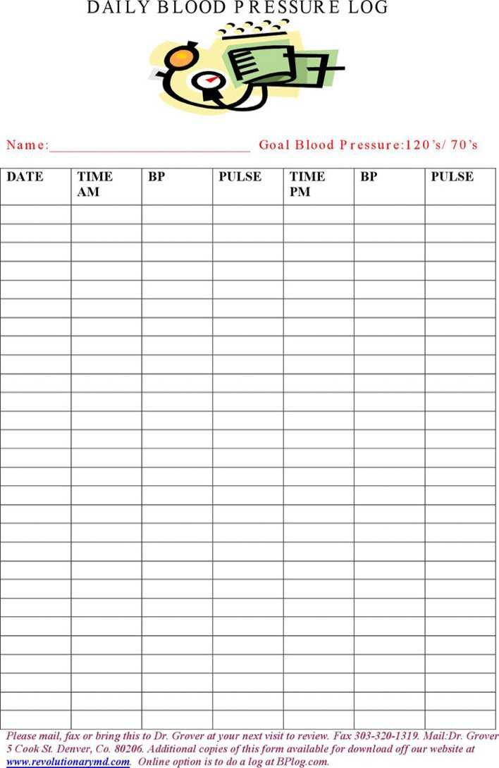 Download Daily Blood Pressure Log For Free Tidytemplates Pertaining To Blood Pressure Log Template