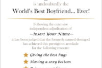 Editable Best Boyfriend Certificate Instant Download Intended For Free Best Girlfriend Certificate Template