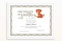 Editable Certificate Of Adoption Dog Template, Printable With Pet Adoption Certificate Editable Templates
