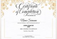 Editable Certificate Of Completion Beauty Training Gold | Etsy In Completion Certificate Editable