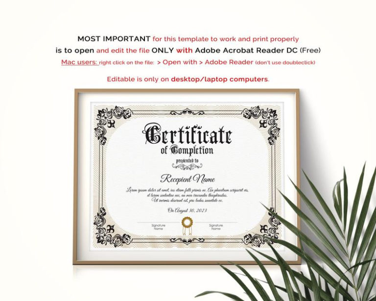 Editable Certificate Of Completion Template Printable Within Completion ...