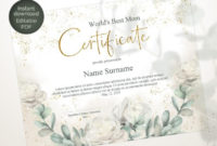 Editable Certificate Template Gift For Mothers Day Gift With Fantastic Mothers Day Gift Certificate Template