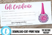 Editable Custom Nail Salon Gift Certificate Printable | Etsy With Regard To Nail Gift Certificate Template Free