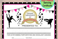 Editable Dancer Certificate Instant Download, Dancing Pertaining To Dance Award Certificate Template
