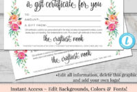 Editable Gift Certificate Template Diy Gift Certificate | Etsy Intended For Donation Certificate Template