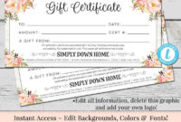 Editable Gift Certificate Template Diy Gift Certificate | Etsy Regarding Fresh Editable Fitness Gift Certificate Templates