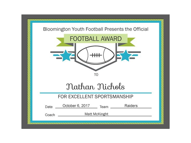 Editable Pdf Sports Team Football Certificate Award Pertaining To Football Certificate Template