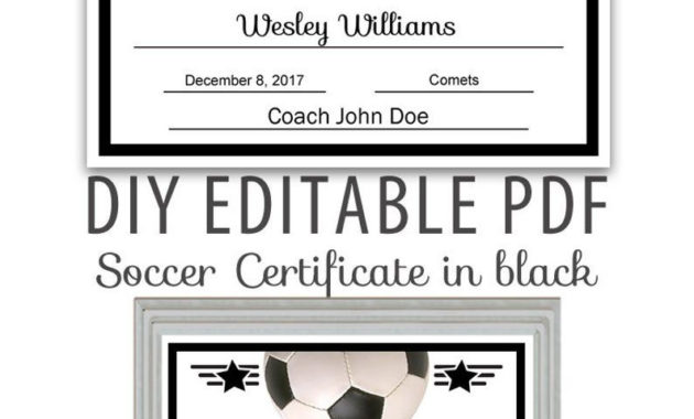 Editable Pdf Sports Team Soccer Certificate Diy Award Within Fresh Soccer Certificate Template