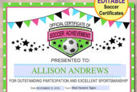 Editable Soccer Award Certificates, Instant Download, Team For Editable Swimming Certificate Template Free Ideas