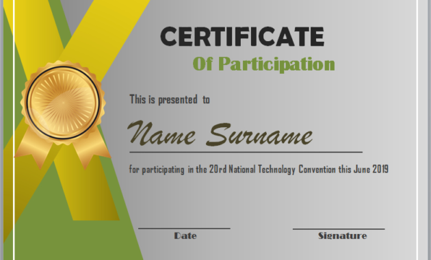 Editable Word Certificate Of Participation Template Pertaining To Participation Certificate Templates Free Download