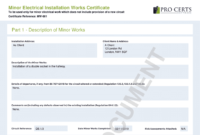 Electrical Certificates Archives Pro Certs Software Throughout Amazing Electrical Minor Works Certificate Template