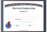 Electrical Engineering Academic Achievement Certificate Regarding Robotics Certificate Template Free