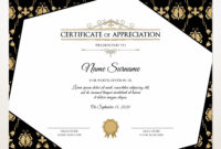 Elegant Certificate Of Appreciation, Printable Certificate With Recognition Certificate Editable