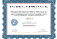 Emotional Support Animal Certificate | Emotional Support With Regard To Dog Obedience Certificate Template Free 8 Docs