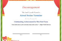 Encouragement Outstanding Achievement In This First Term Inside Outstanding Effort Certificate Template