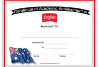English Language Academic Achievement Certificate Template With Regard To Academic Achievement Certificate Template
