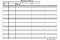 Equipment Maintenance Log Template Excel Beautiful With Regard To Machinery Maintenance Log Template