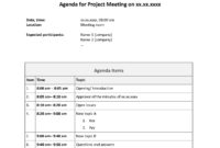 Example Project Management Meeting Agenda Pdf Format | E Pertaining To Project Management Meeting Agenda Template
