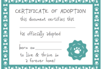 Fake Adoption Certificate Free Printable | Free Printable Throughout Pet Adoption Certificate Editable Templates