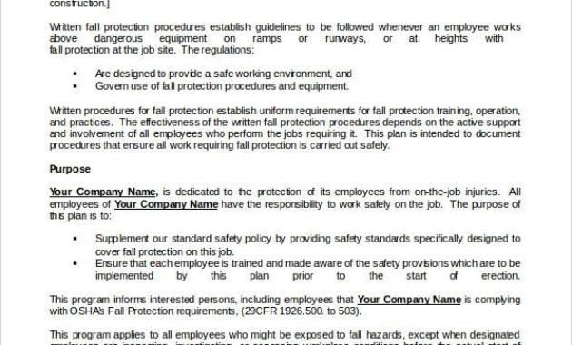 Fall Protection Plan Template Pdf Best Of Sample Fall Regarding Fall Protection Certification Template