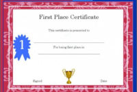 First Place Award Certificate Template (6 Within Free Music Certificate Template For Word Free 12 Ideas