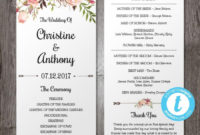 Floral Bohemian Wedding Program Template, Instant Download Regarding Wedding Agenda Template