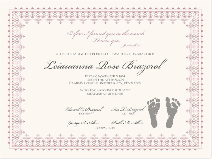 Footprints Baby Certificates In 2020 | Birth Certificate Intended For Baby Death Certificate Template