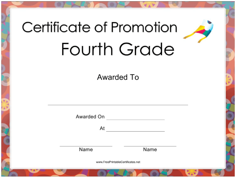Forth Grade Certificate Of Promotion Template Download For Grade ...
