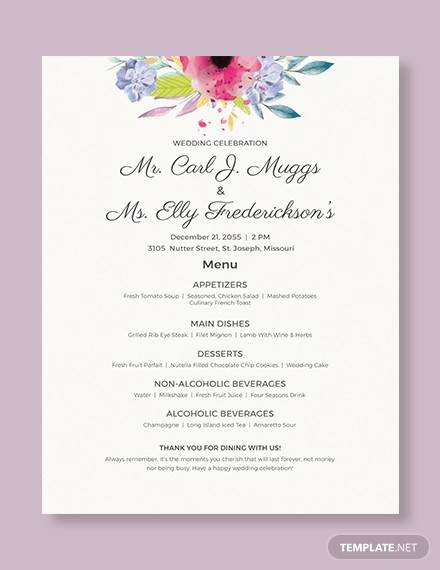 Free 42+ Wedding Menu Templates In Pdf | Psd | Ms Word Intended For Wedding Menu Choice Template