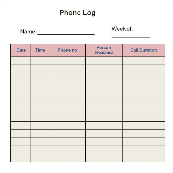 Free 5+ Sample Printable Phone Log Templates In Pdf | Ms Word In Staff Communication Log Template