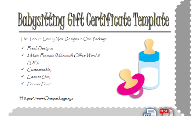 Free 7+ Babysitting Gift Certificate Template Ideas For With Regard To Sobriety Certificate Template 7 Fresh Ideas Free