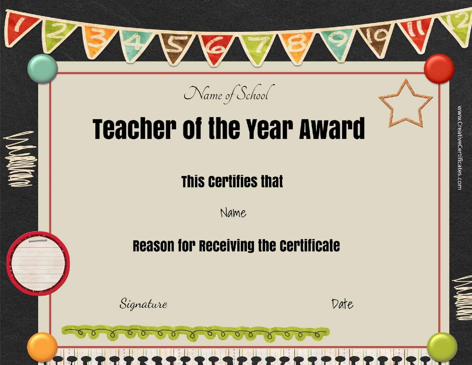 Free Certificate Of Appreciation For Teachers | Customize For Player Of The Day Certificate Template