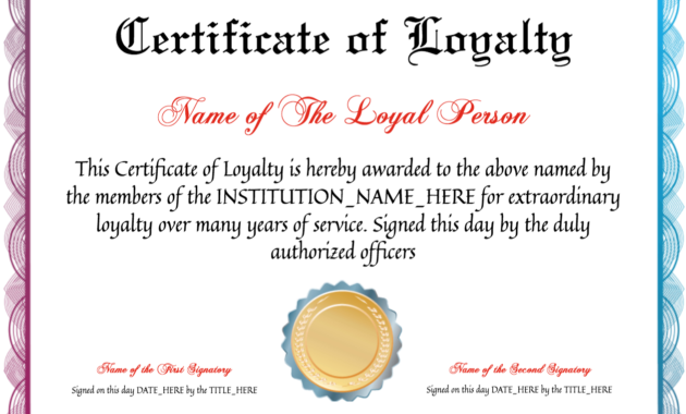 Free Certificate Of Loyalty At Clevercertificates With Regard To Simple Great Work Certificate Template