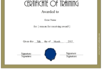 Free Certificate Of Training Template Customizable Within Workshop Certificate Template