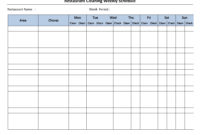 Free Cleaning Schedule Forms | Excel Format And Payroll For Restaurant Manager Log Book Template