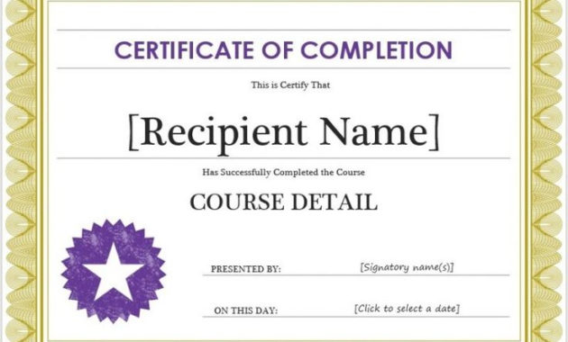 Free Completion Certificate Templates For Word 8 Within Certificate Of Completion Free Template Word