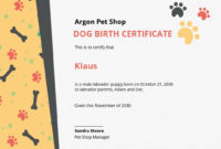 Free Dog Birth Certificate Template Word (Doc) | Psd For Awesome Puppy Birth Certificate Template