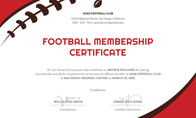 Free Football Certificate Template In Psd, Ms Word Pertaining To Free Softball Certificates Printable 7 Designs