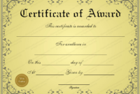 Free Golden Formal Award Certificate Template Throughout Art Award Certificate Free Download 7 Concepts
