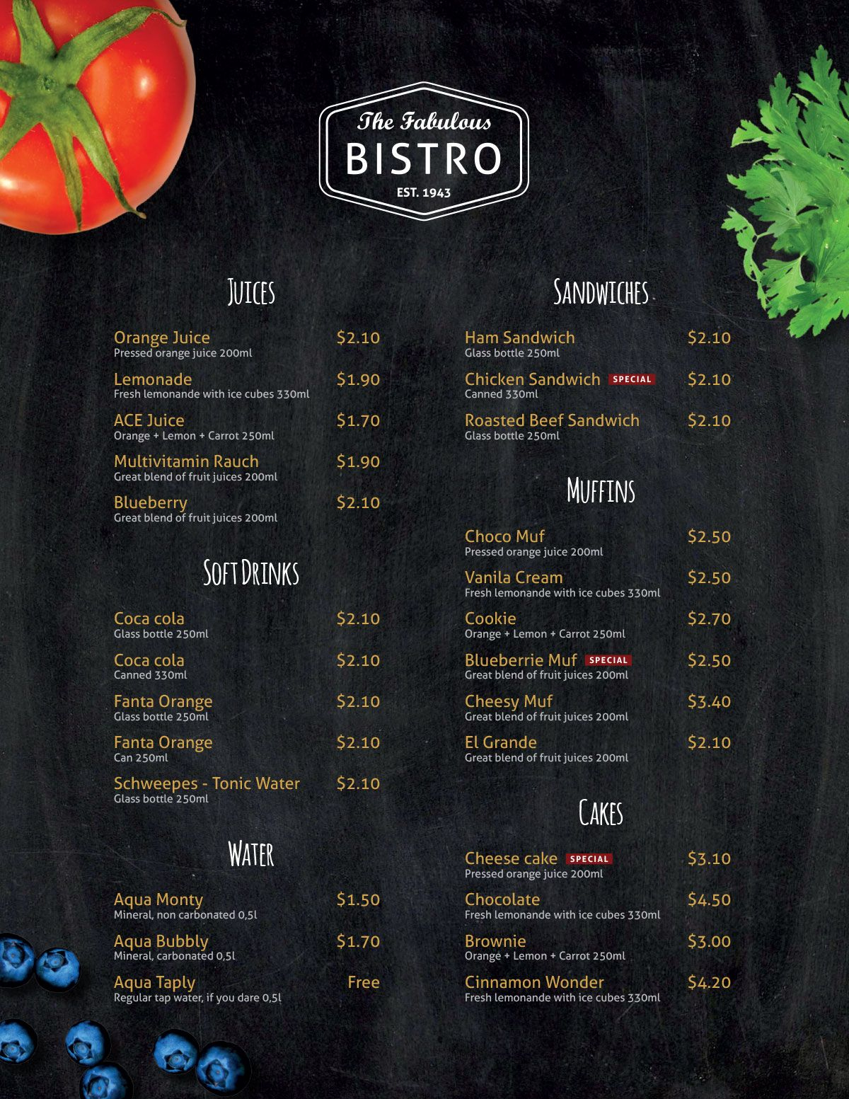 Free Indesign Template Of The Month: Restaurant Menu Inside Product Menu Template