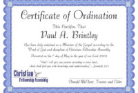 Free Minister Ordination Certificate Clean Best S Of Inside Free Ordination Certificate Template
